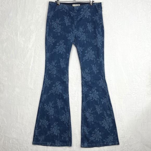 We The Free Denim - We The Free Blue Floral Denim Flare Jeans